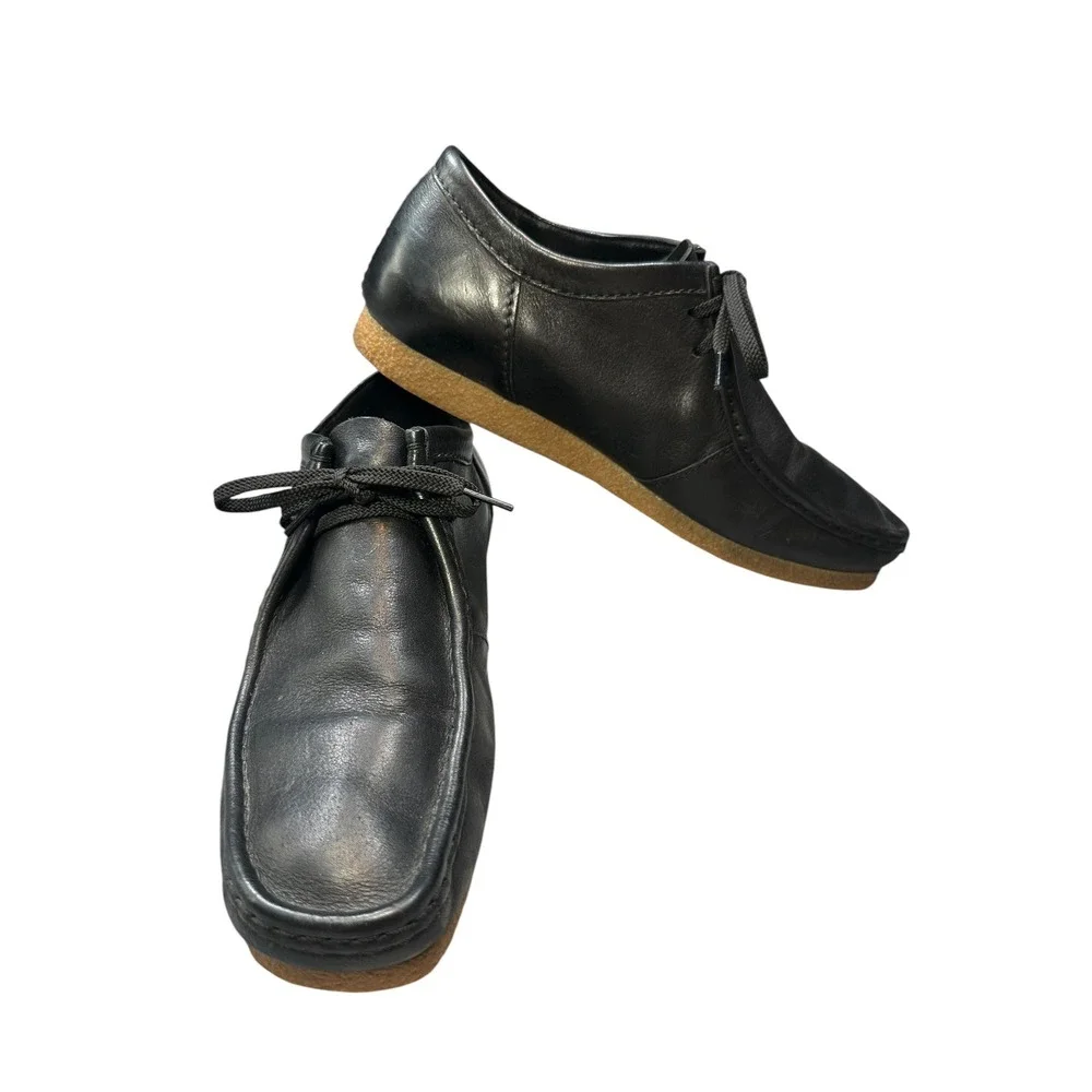 Clarks Shacre II Run Mens Black Leather Wallabee Style Lace Up Shoes Size 11